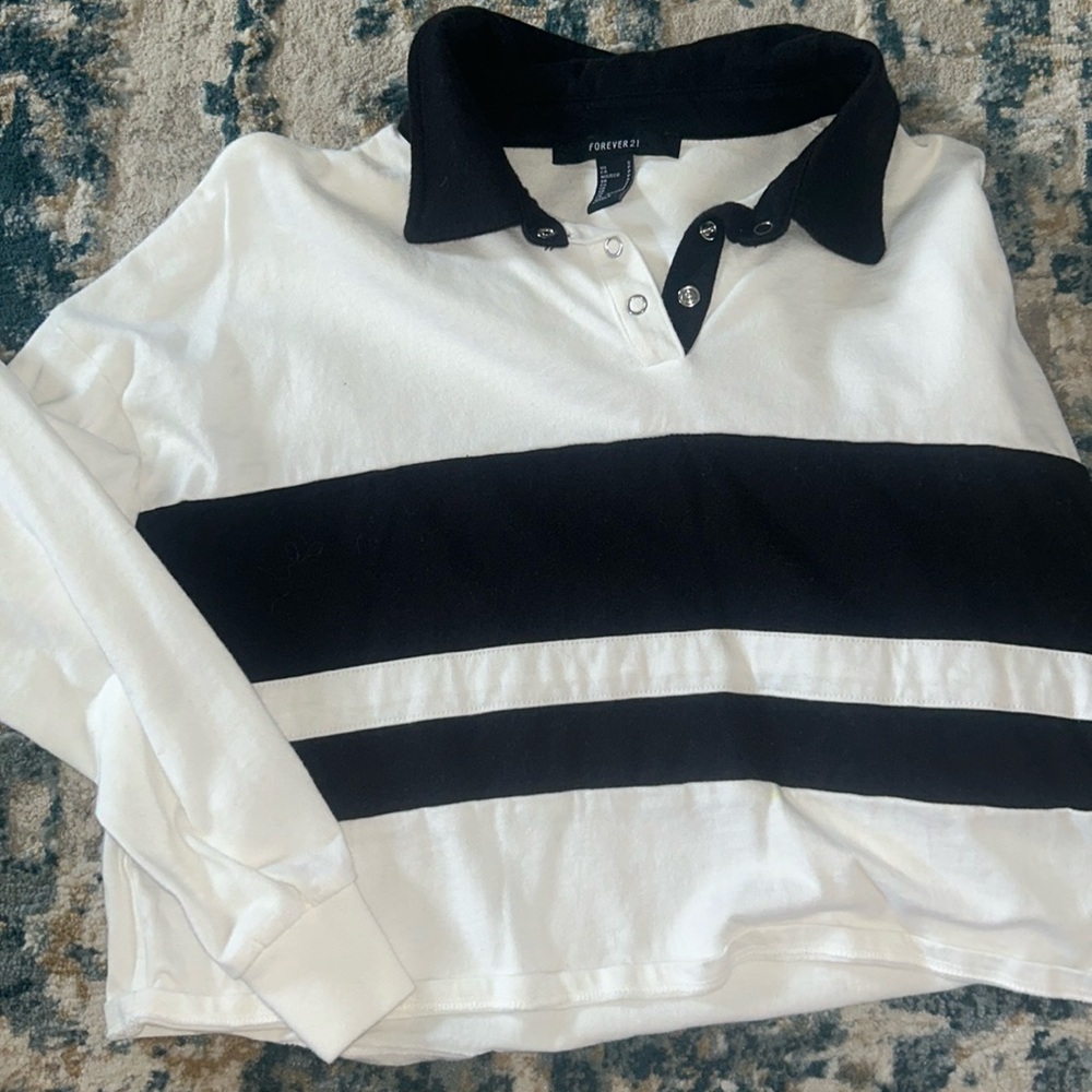 Striped, cropped, button up shirt